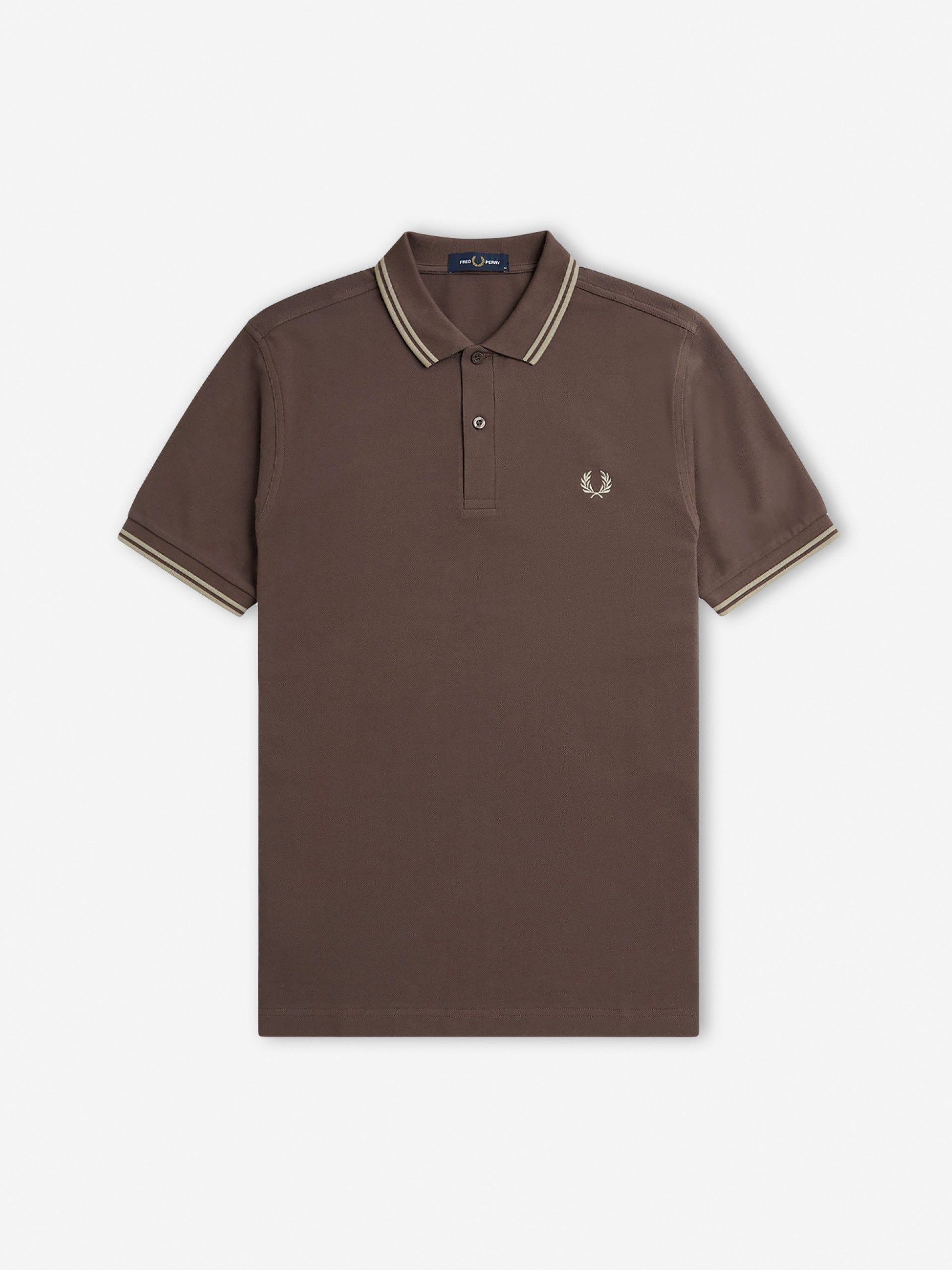 Fred Perry M3600 Twin Tipped Brown and Beige Polo Shirt