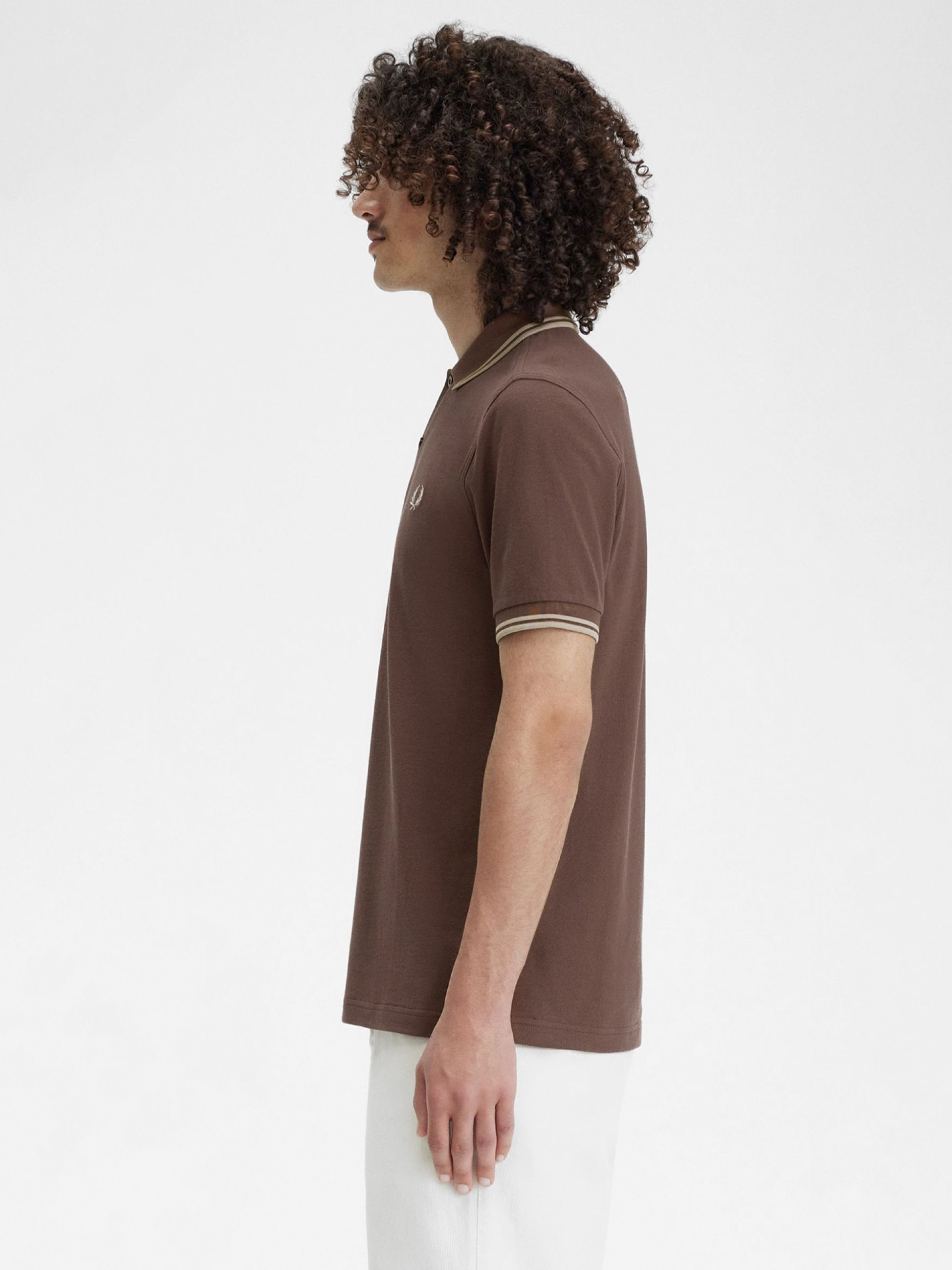 Fred Perry M3600 Twin Tipped Brown and Beige Polo Shirt