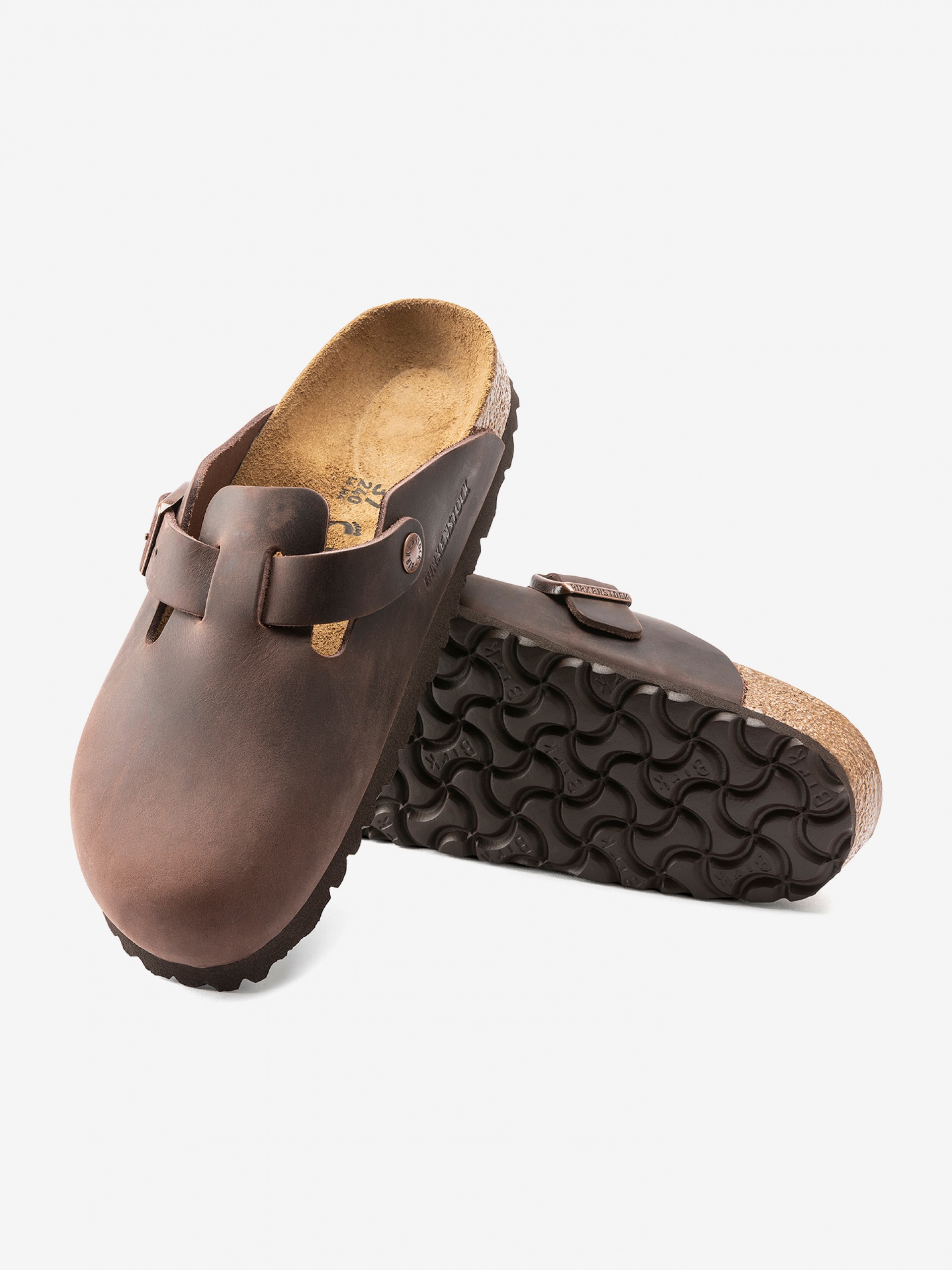 Chinelos Birkenstock Boston Oiled Leather Castanhos