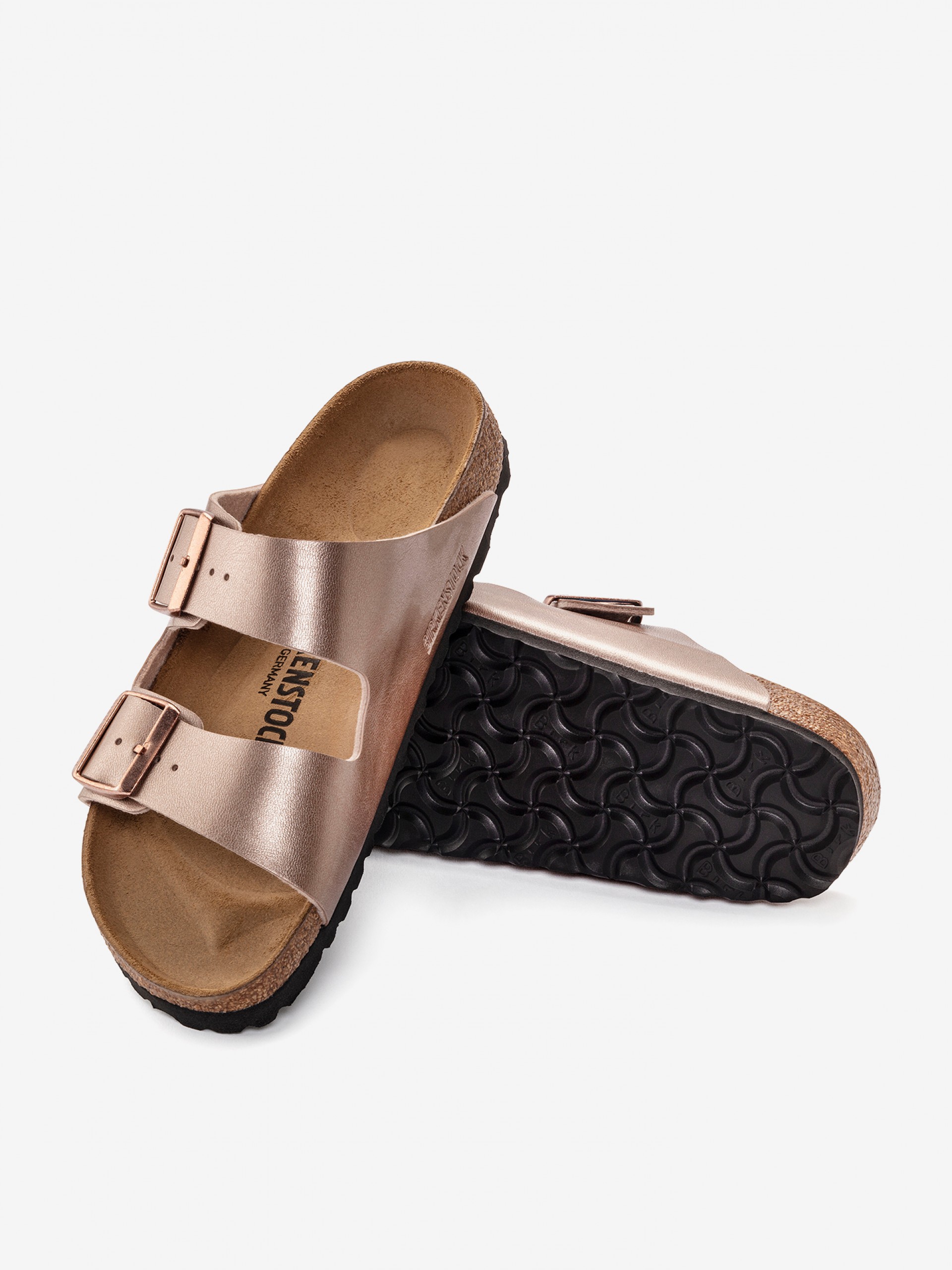 Birkenstock Arizona Birko-Flor Rose Gold Slides