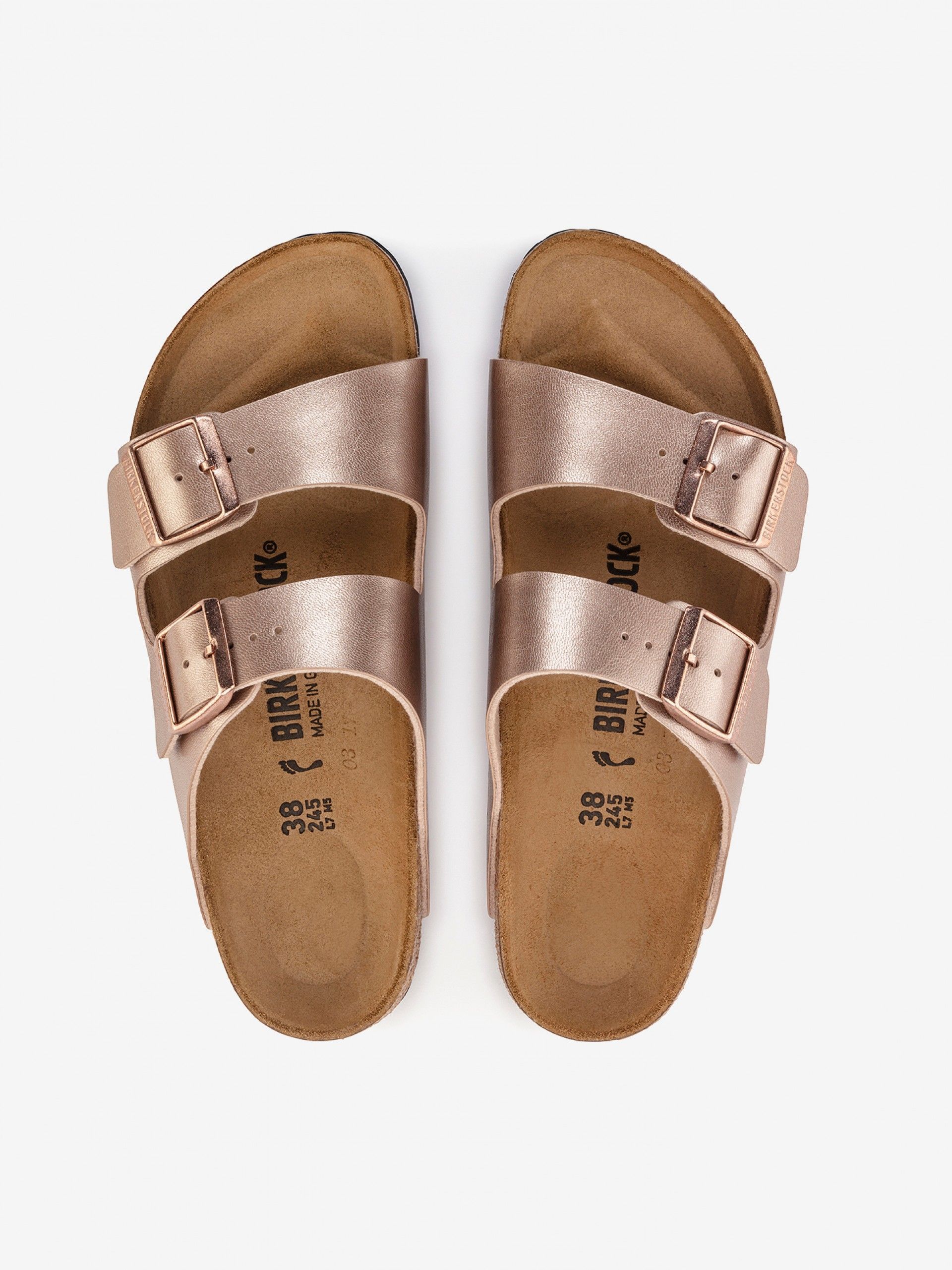 Birkenstock Arizona Birko-Flor Rose Gold Slides