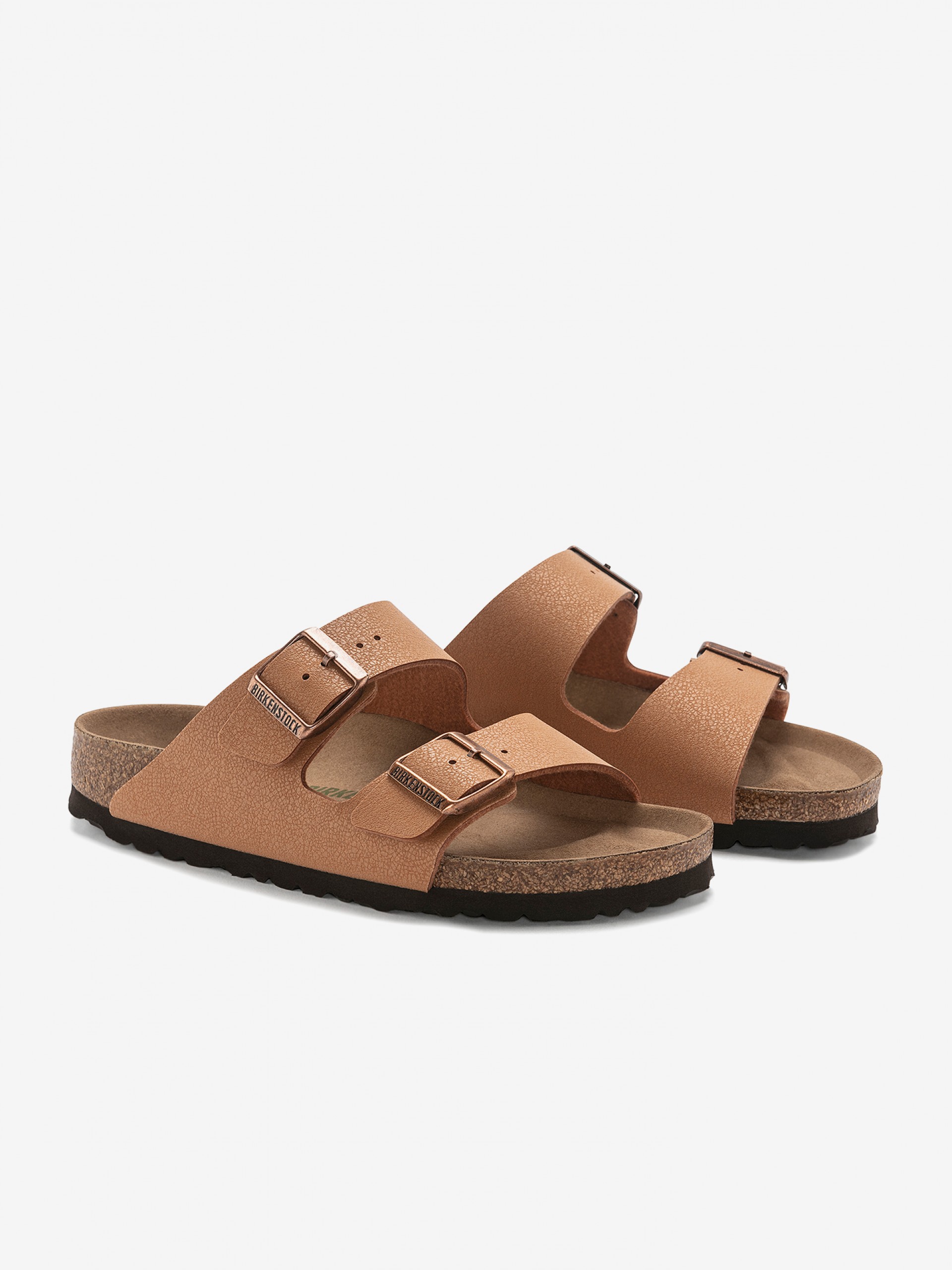 Birkenstock Arizona Birko-Flor Nubuck Camel Slides