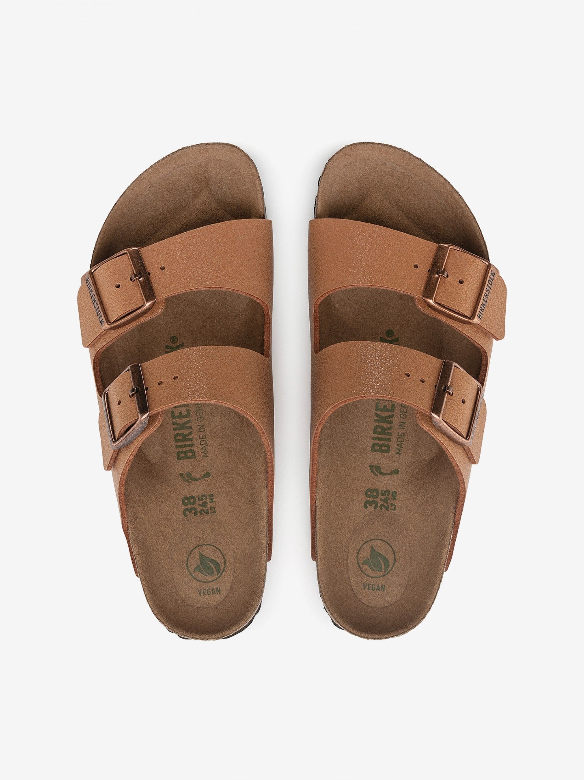 Birkenstock Arizona Birko-Flor Nubuck Camel Slides