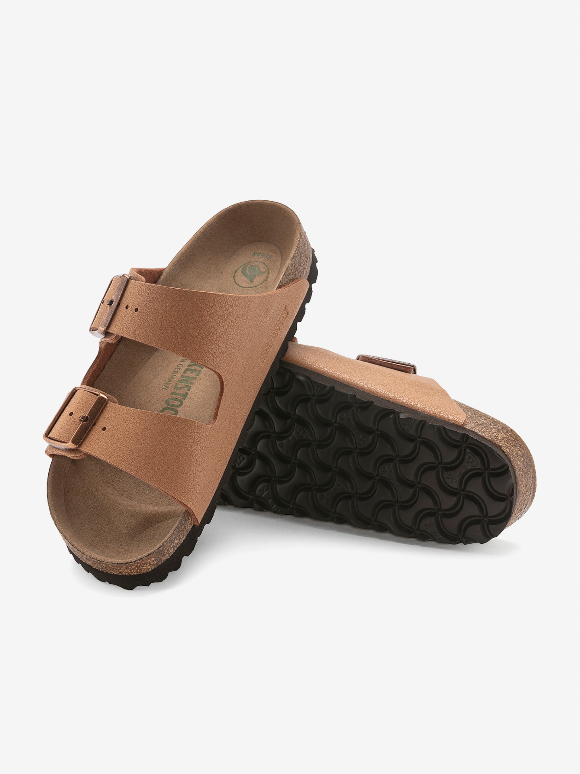 Birkenstock Arizona Birko-Flor Nubuck Camel Slides