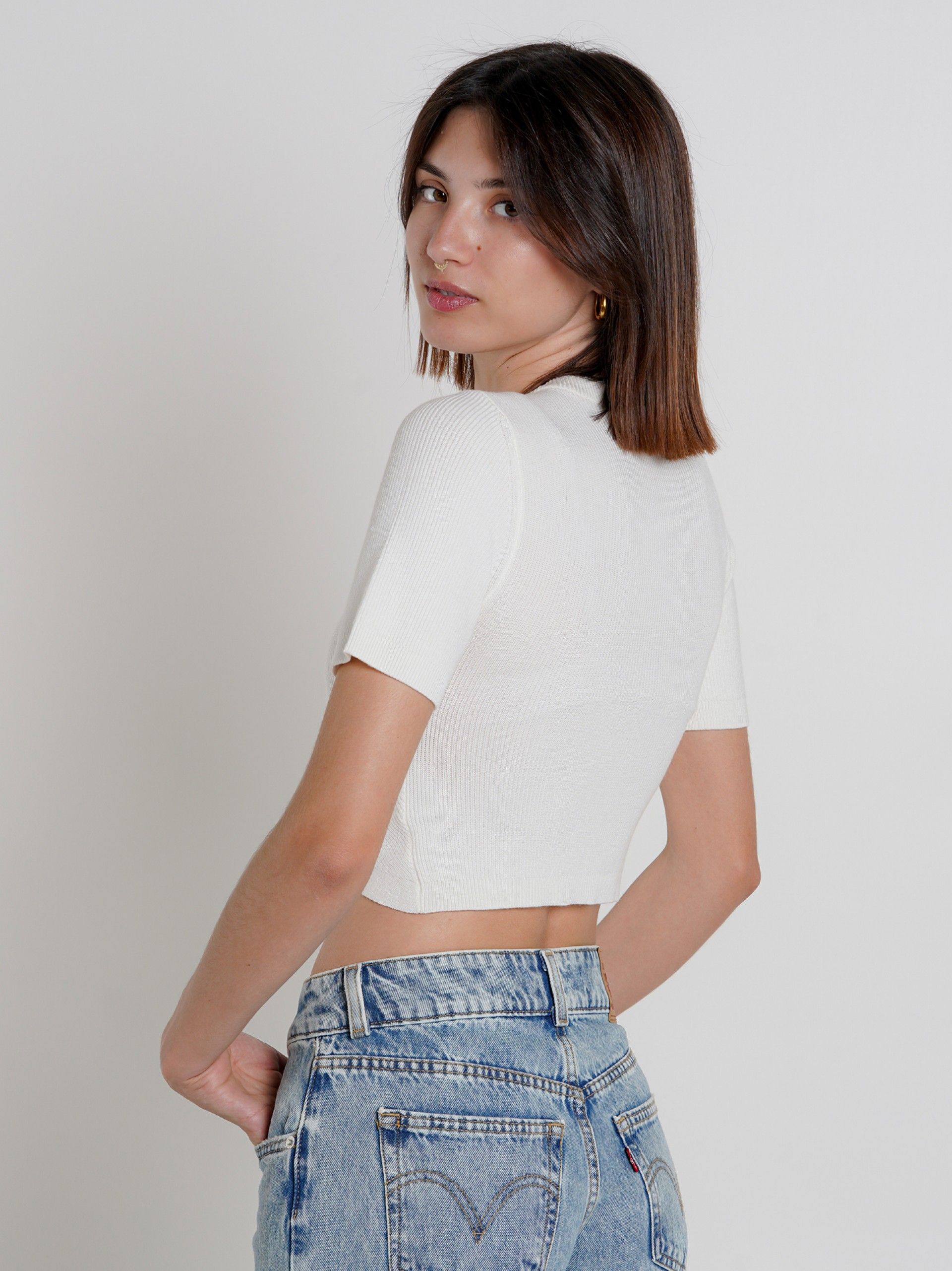 Camiseta Only Kai Ss Crop O-Neck Cc Knt