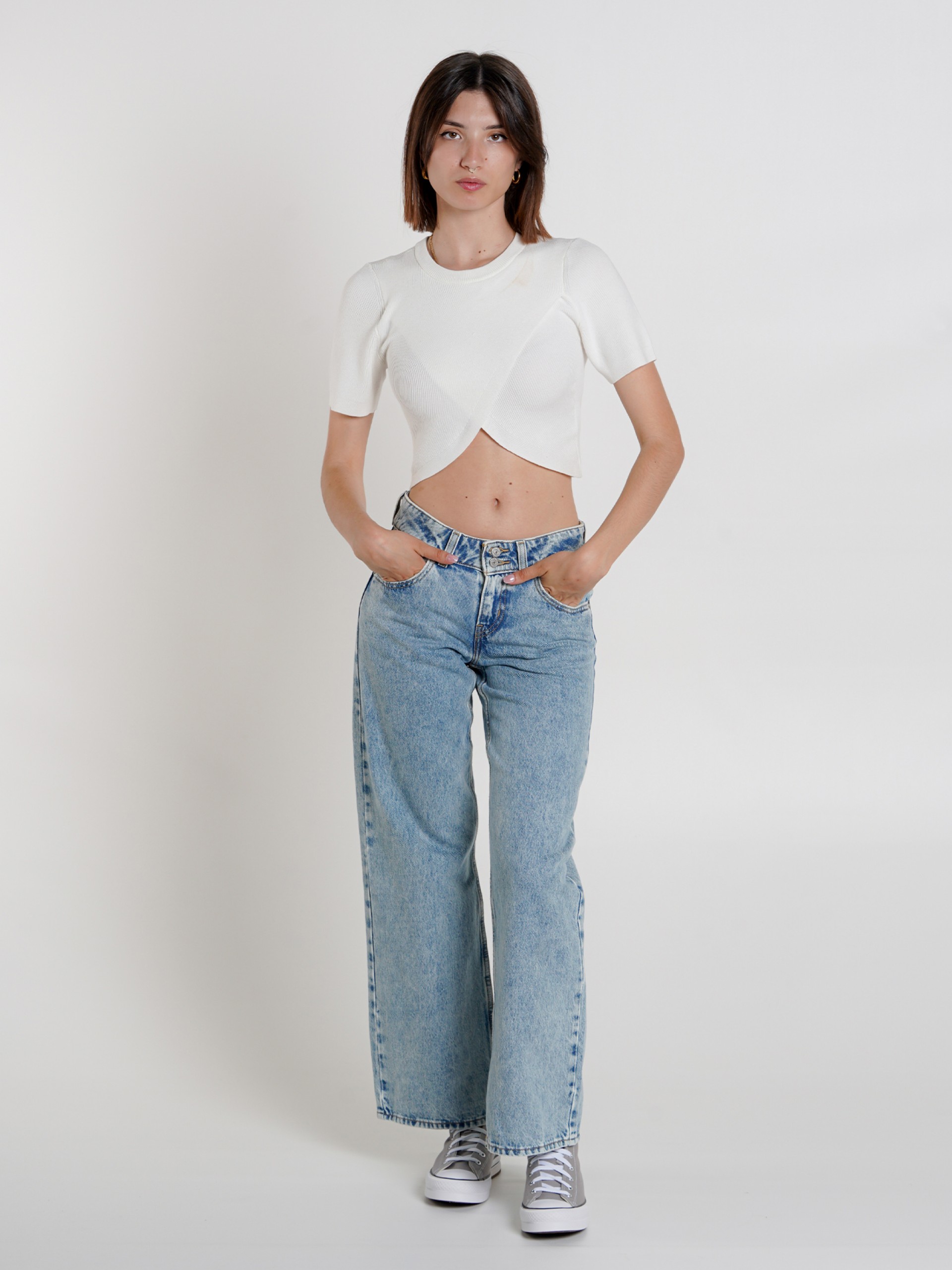 Camiseta Only Kai Ss Crop O-Neck Cc Knt