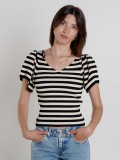 Only Leelo Stripe Ss Back V-Neck T-shirt