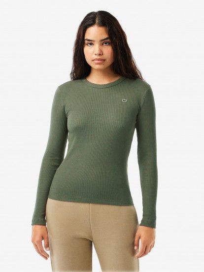 Lacoste Long Sleeved Ribbed Cotton Green T-shirt