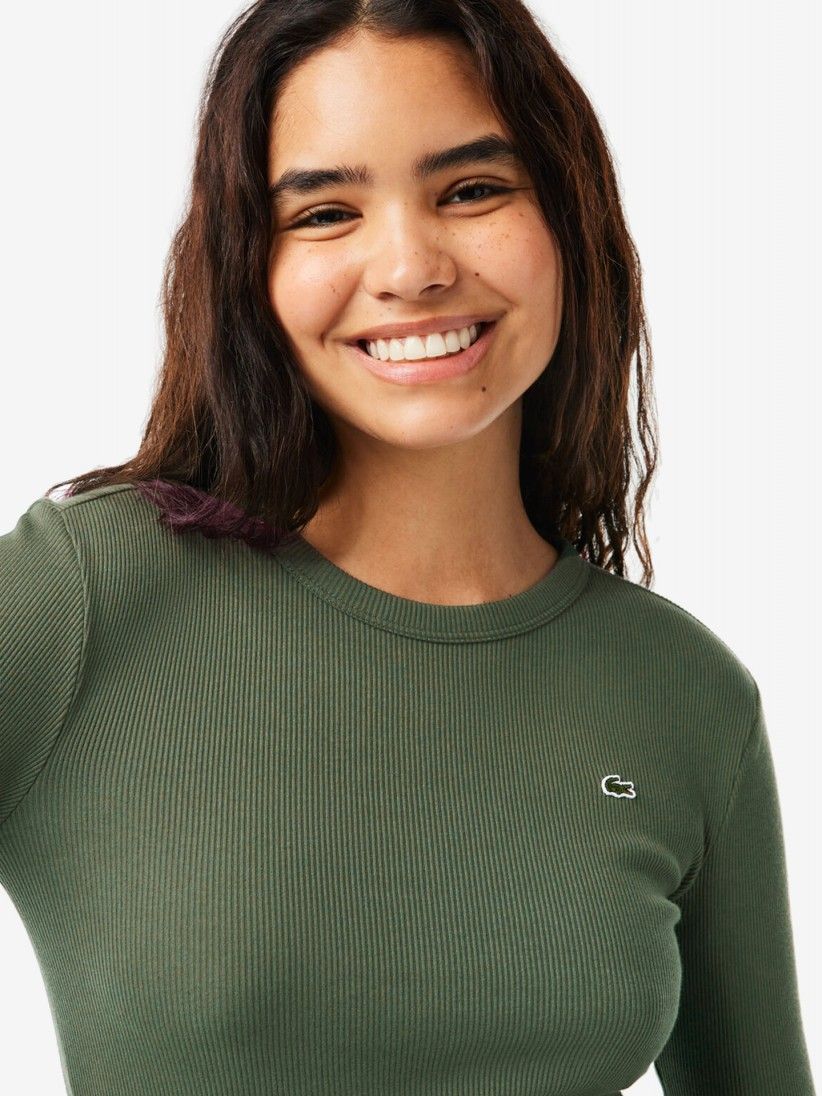 Lacoste Long Sleeved Ribbed Cotton Green T-shirt