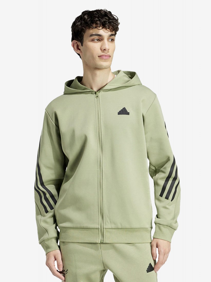 Chaqueta con Capucha Adidas 3-Stripes Verde