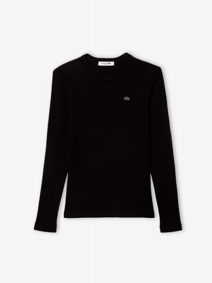 Camisola Lacoste Long Sleeved Ribbed Cotton Preta