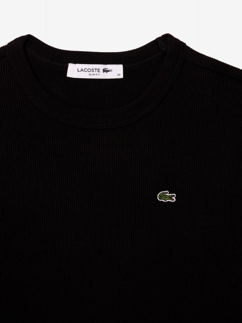 Camisola Lacoste Long Sleeved Ribbed Cotton Preta