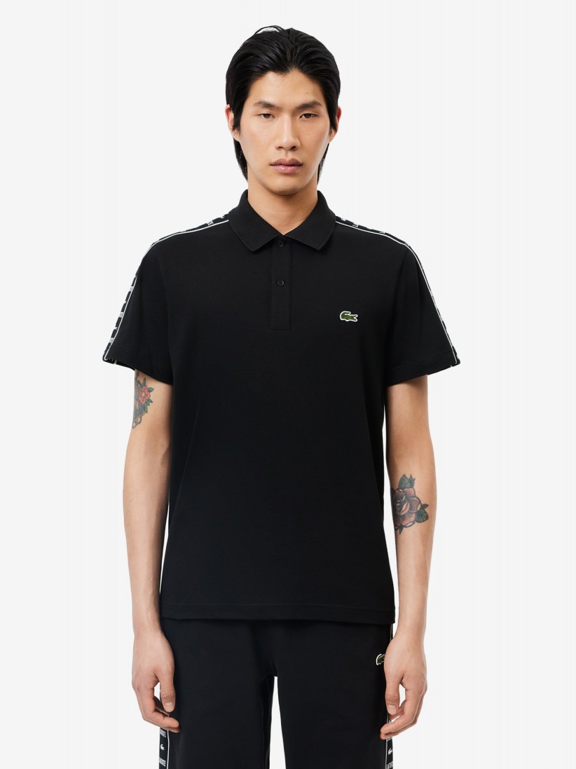 Lacoste Logo Stripe Stretch Pique Polo Shirt