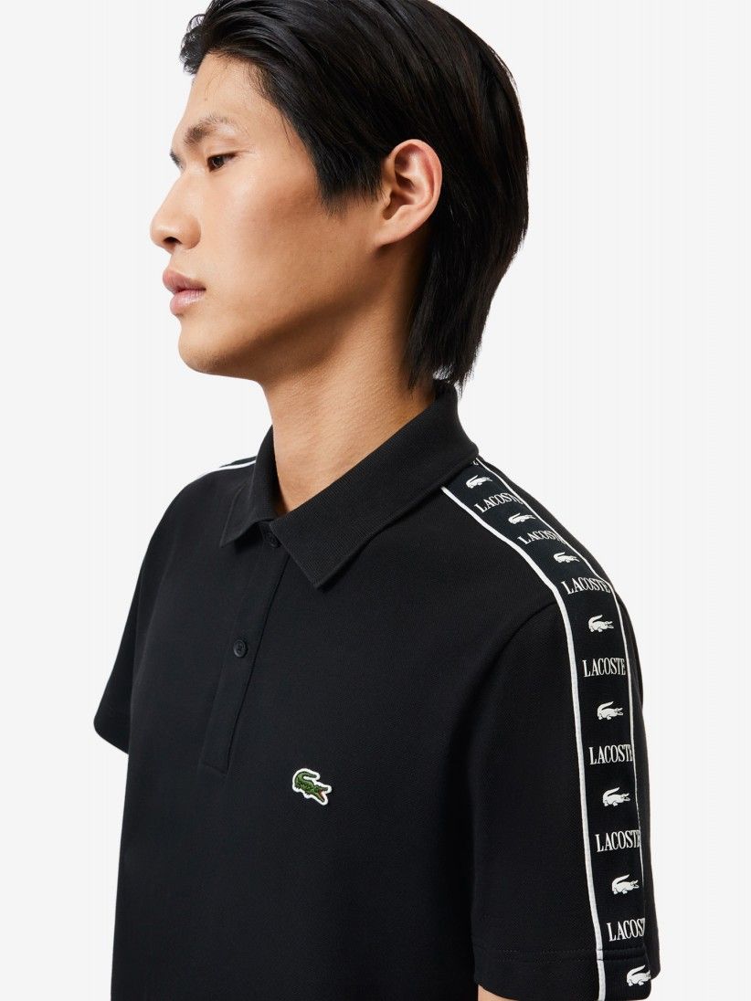 Lacoste Logo Stripe Stretch Pique Polo Shirt