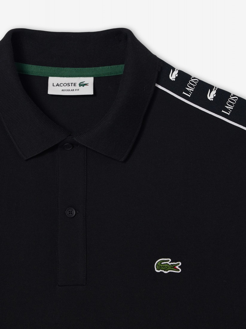 Lacoste Logo Stripe Stretch Pique Polo Shirt