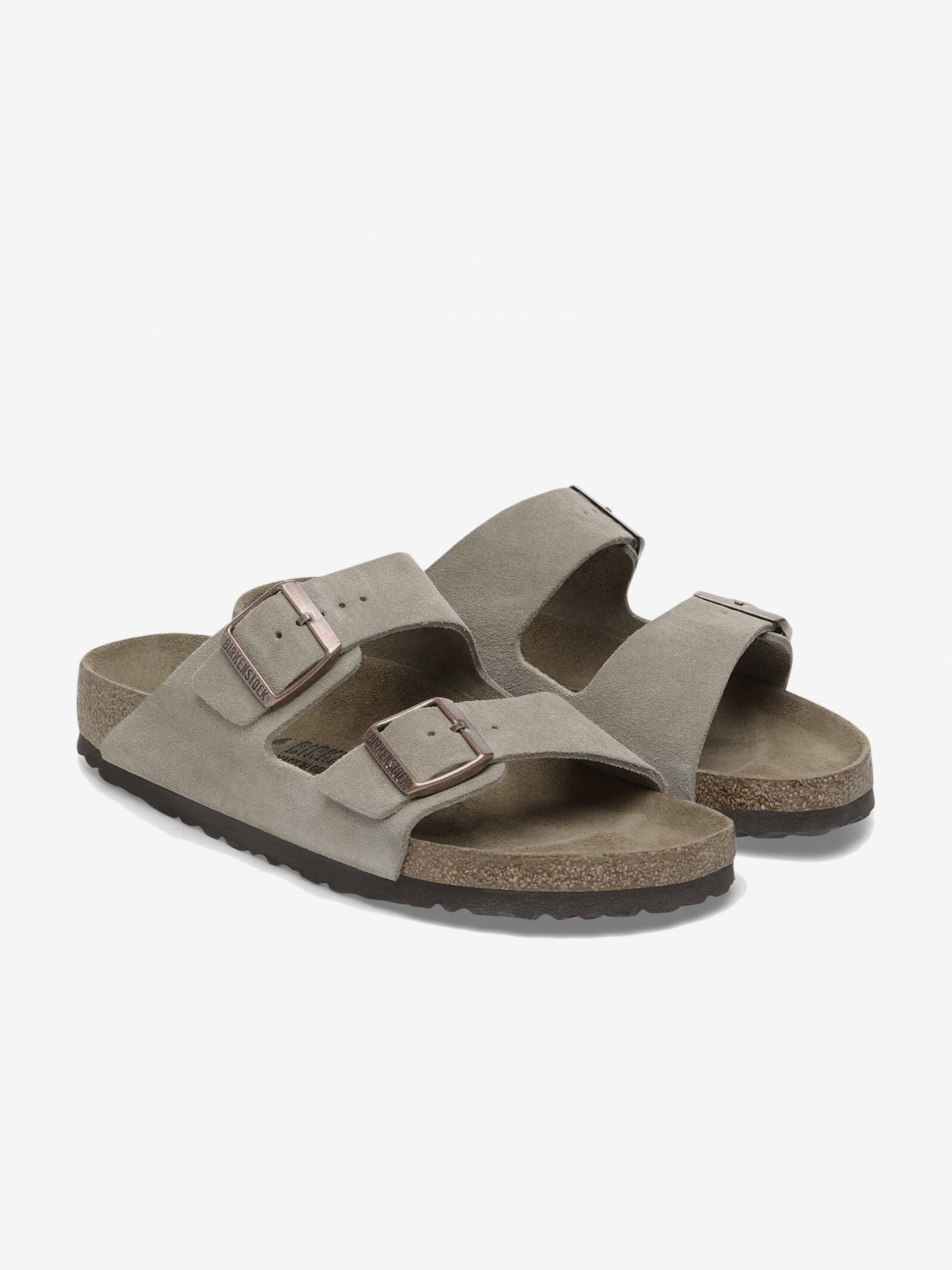 Chinelos Birkenstock Arizona Couro em Camurça Cinzentos