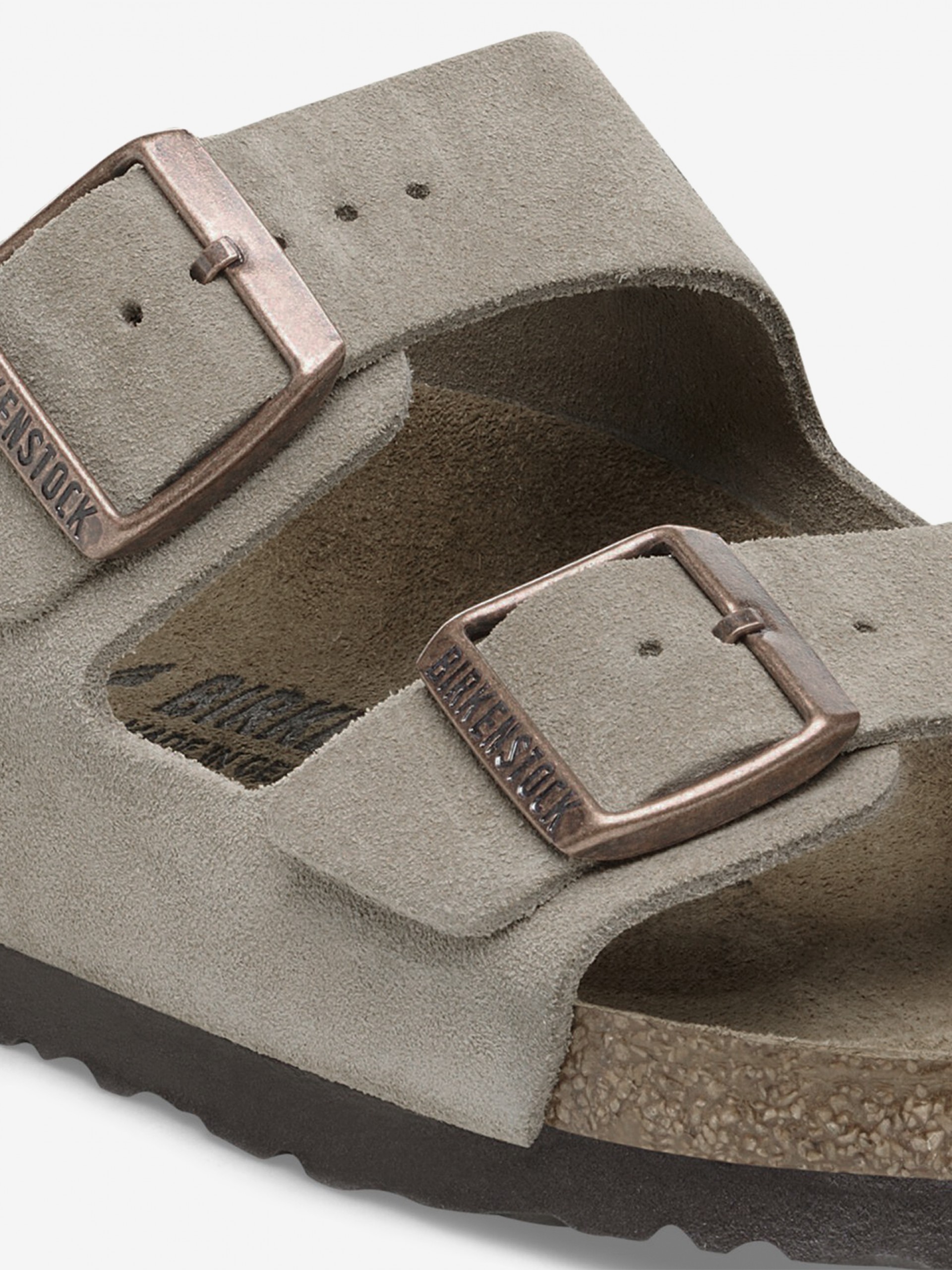 Chinelos Birkenstock Arizona Couro em Camurça Cinzentos