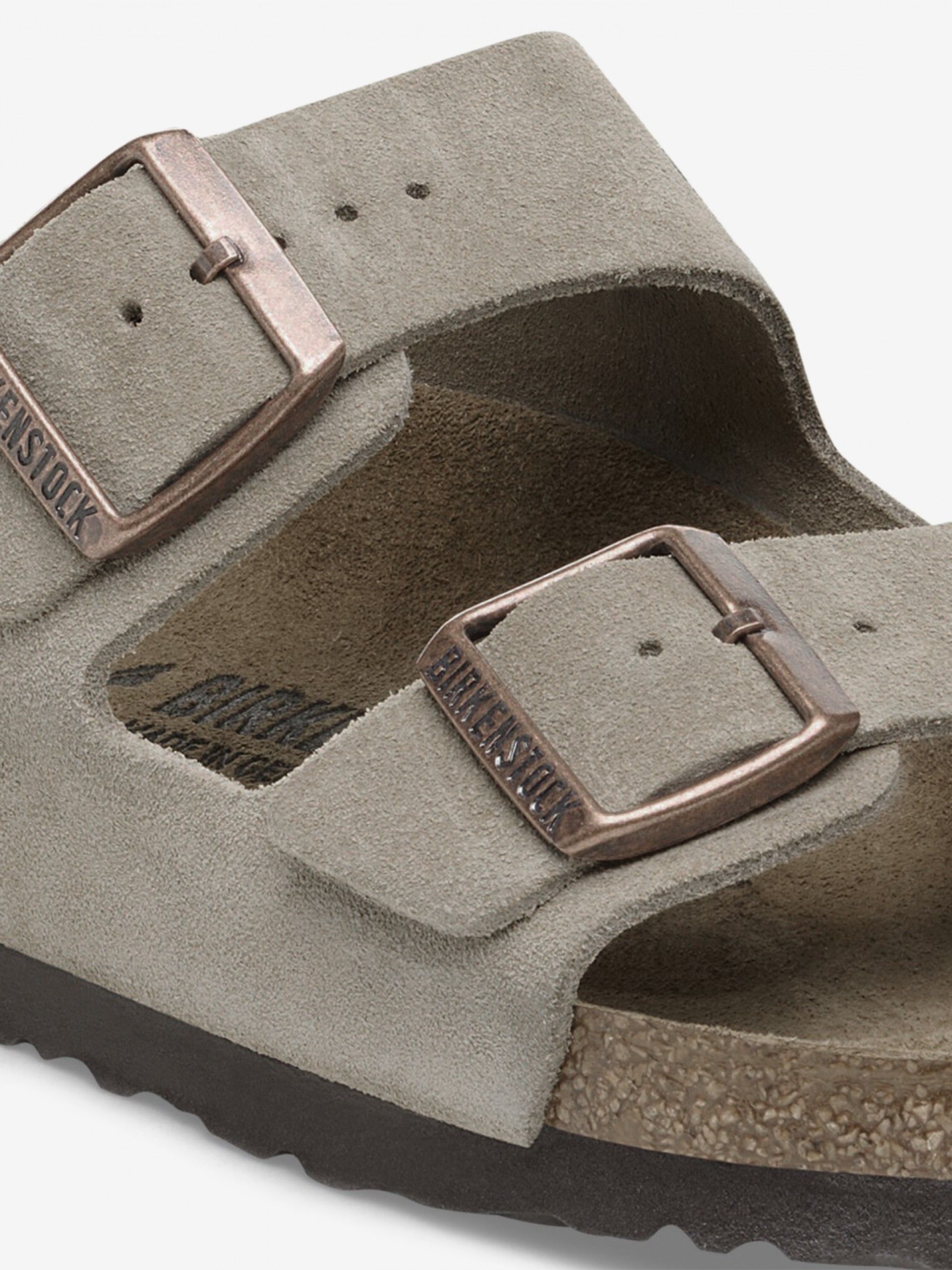 Chinelos Birkenstock Arizona Couro em Camurça Cinzentos