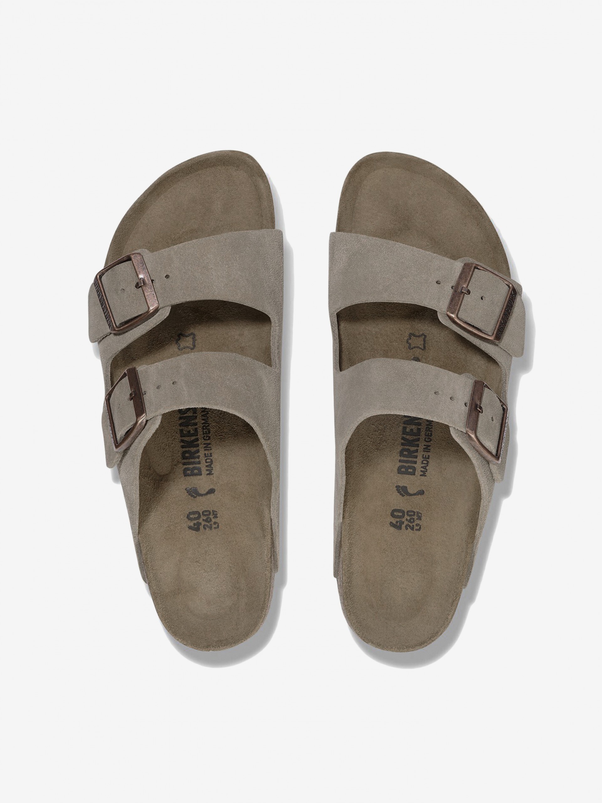 Chinelos Birkenstock Arizona Couro em Camurça Cinzentos