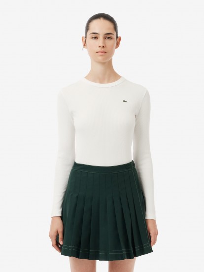 Camisola Lacoste Long Sleeved Ribbed Cotton Branca