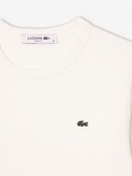 Lacoste Long Sleeved Ribbed Cotton White T-shirt