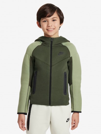 Chaqueta Nike Sportswear Tech Fleece Junior Verde Caqui