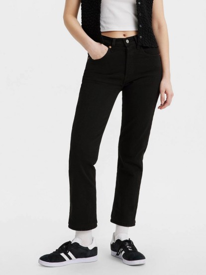 Levis 501 Crop Black Jeans