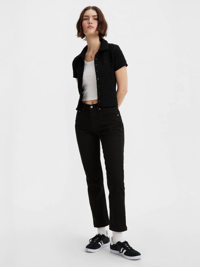 Levis 501 Crop Black Jeans