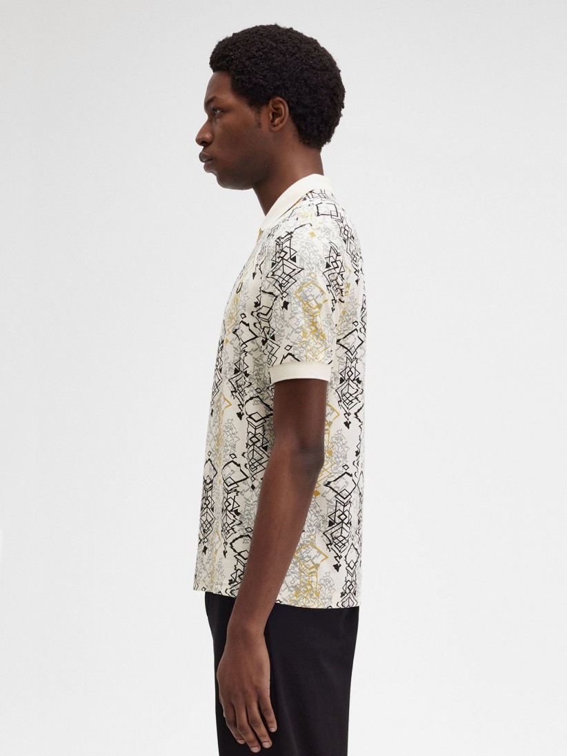 Polo Fred Perry Abstract Print Crepe Pique