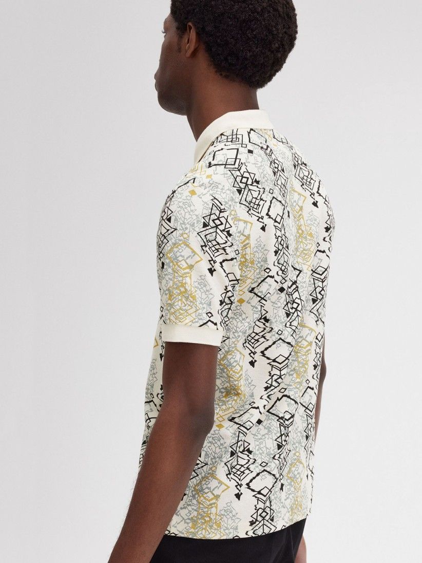 Fred Perry Abstract Print Crepe Pique Polo Shirt