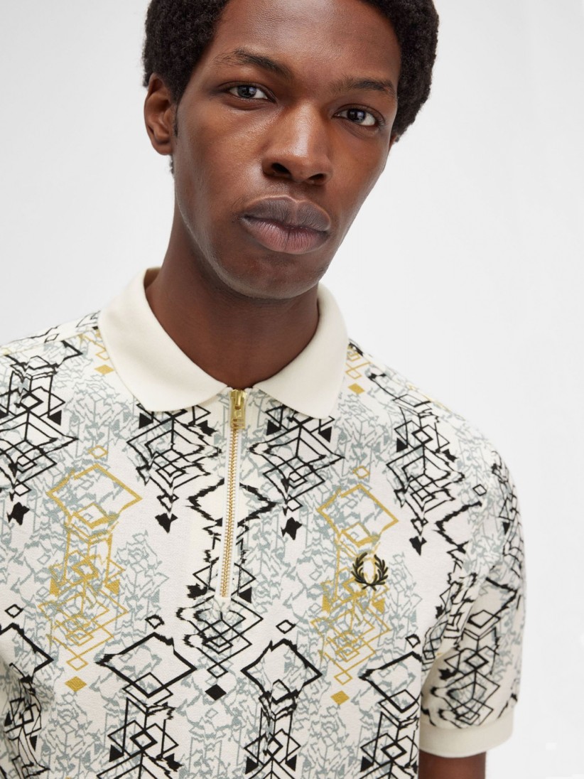 Polo Fred Perry Abstract Print Crepe Pique