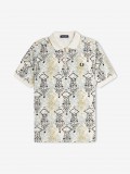 Fred Perry Abstract Print Crepe Pique Polo Shirt