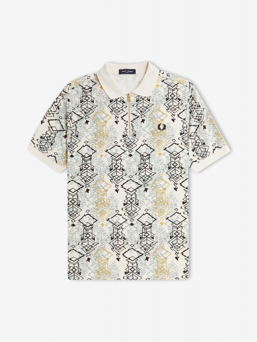 Polo Fred Perry Abstract Print Crepe Pique