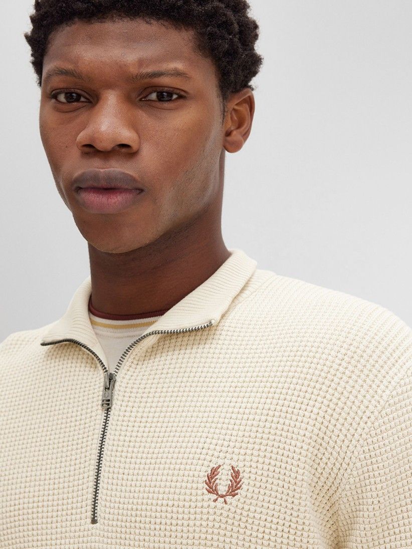 Fred Perry Half Zip Waffle Stitch Jumper