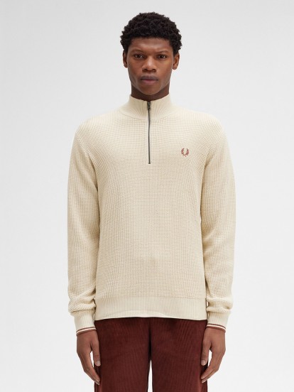 Fred Perry Half Zip Waffle Stitch Jumper