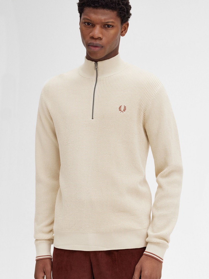 Fred Perry Half Zip Waffle Stitch Jumper