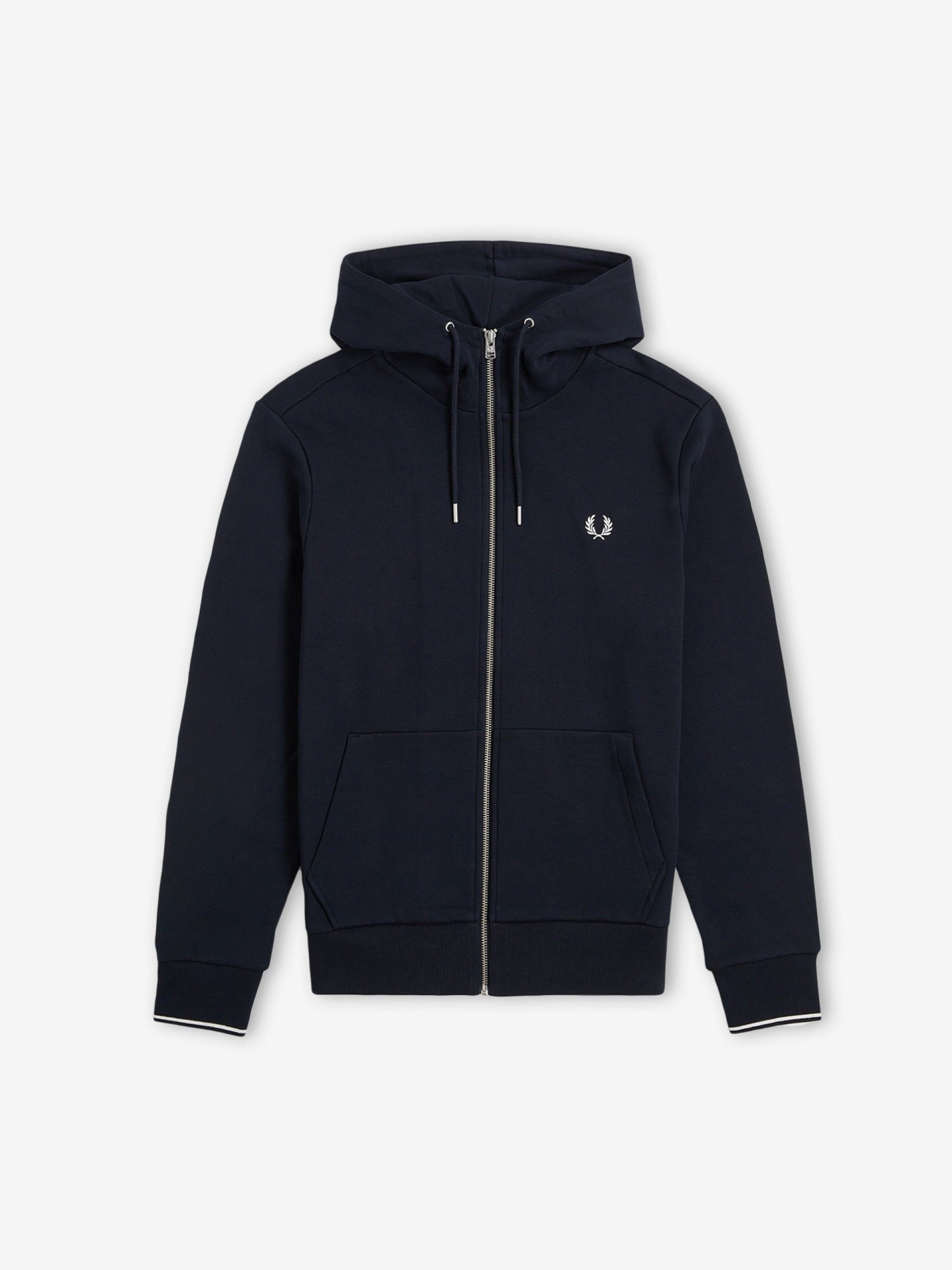 Fred Perry Zip Through Blue Hooded Jacket