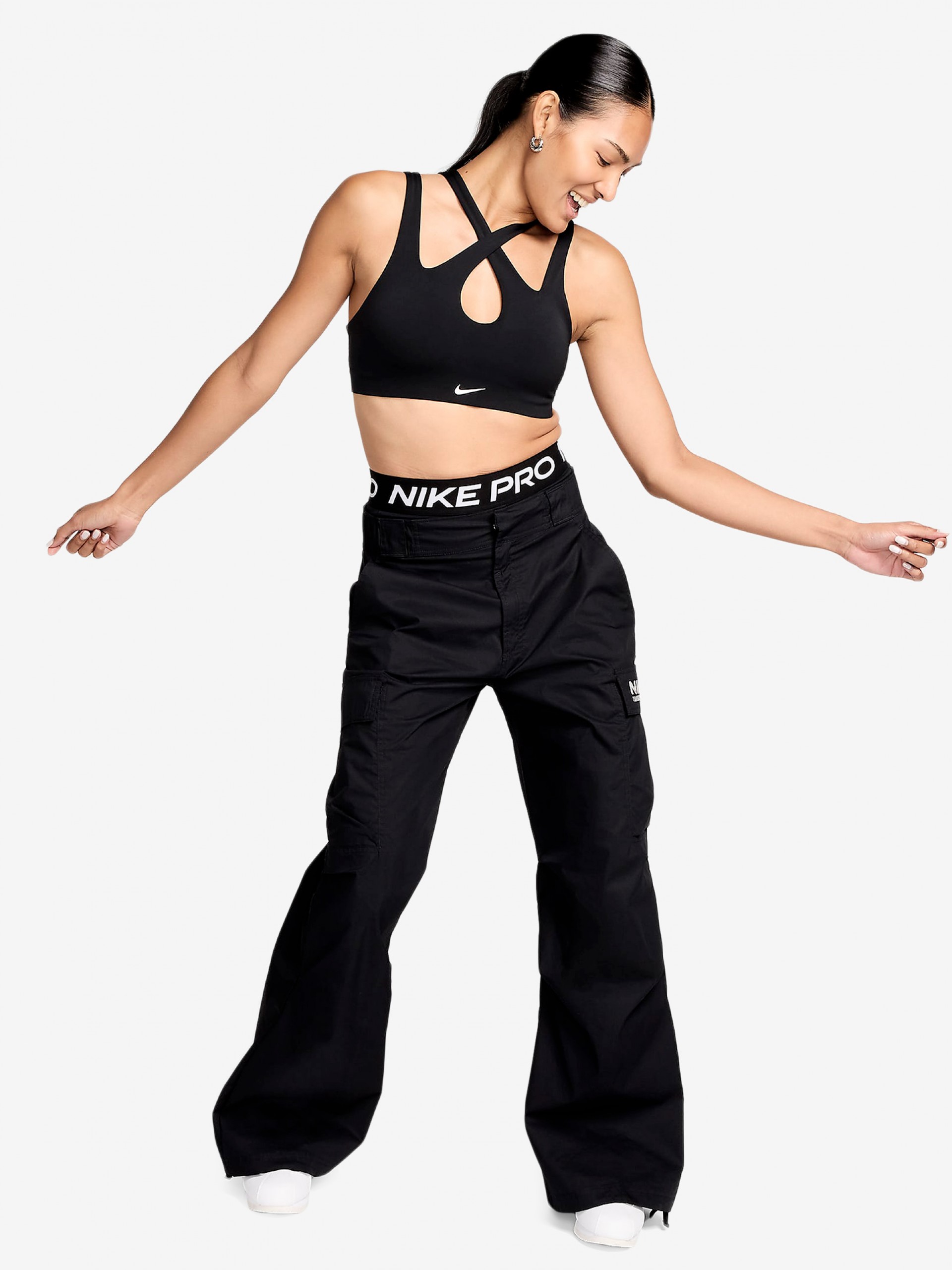 Sujetador Deportivo Nike Freestyle Sujeción Ligera Negro