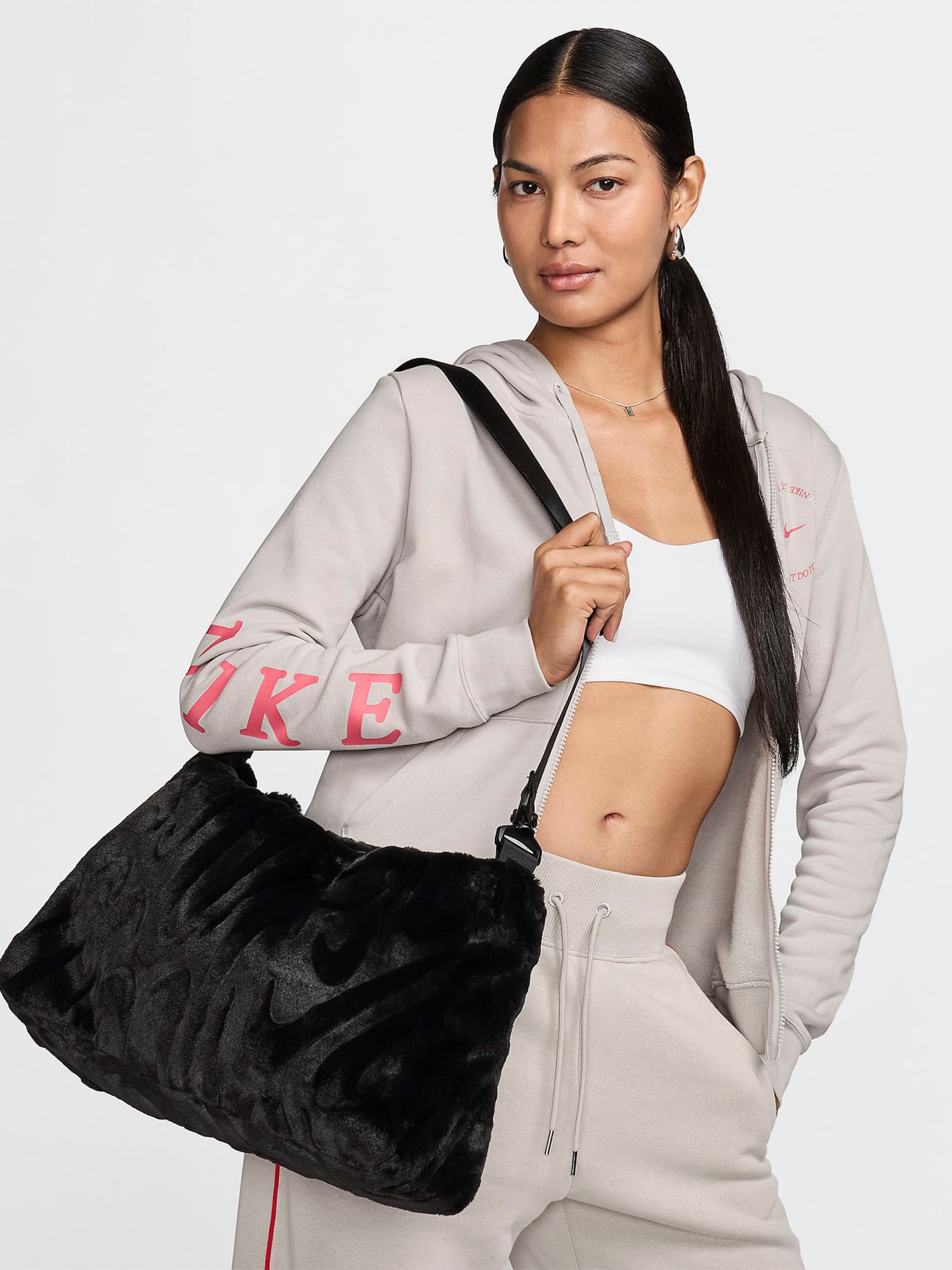 Nike Sportswear Synthetic Fur Black Tote For Women
