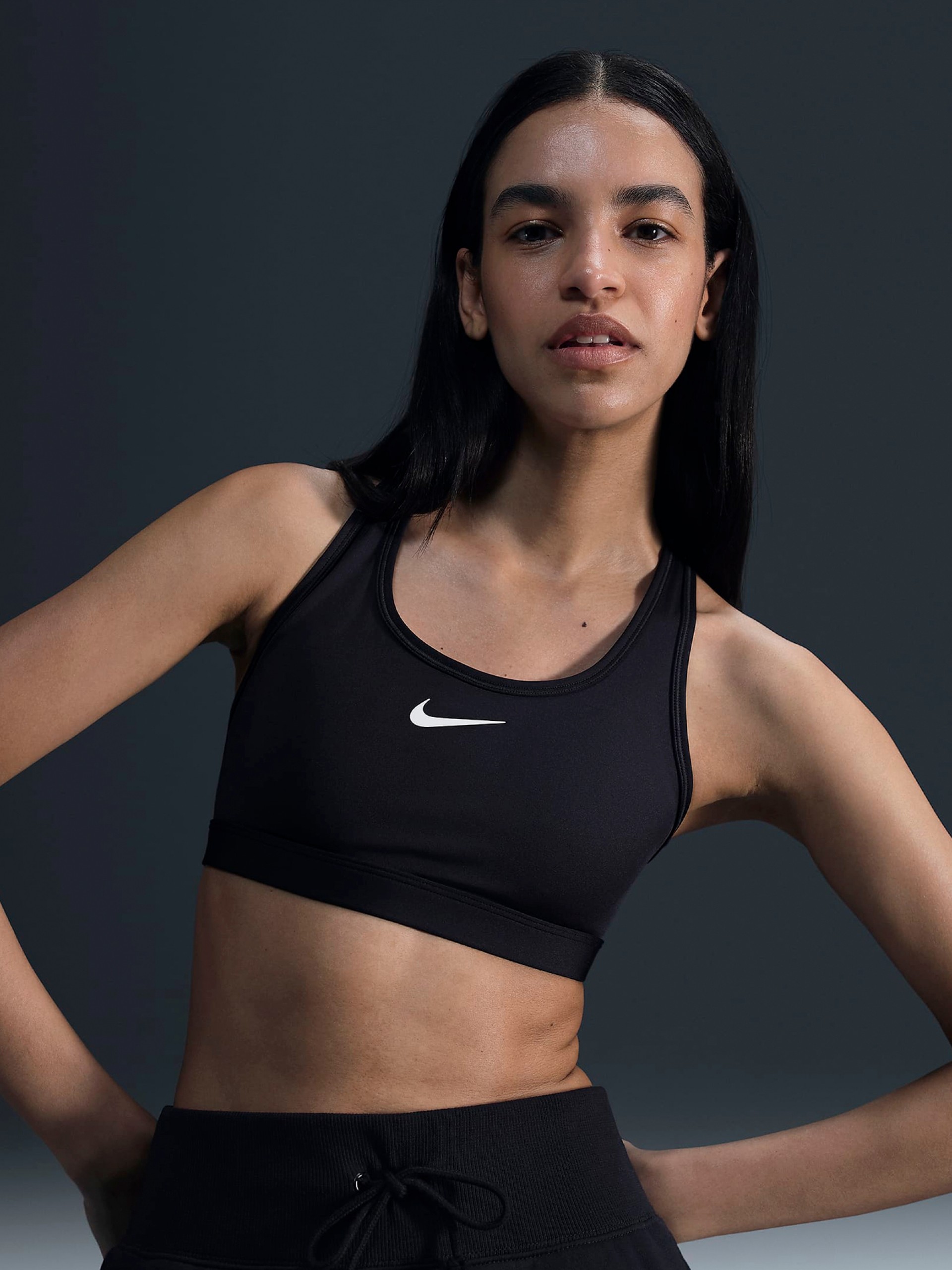 Nike Swoosh Padding Medium Support Black Sports Bra For Women