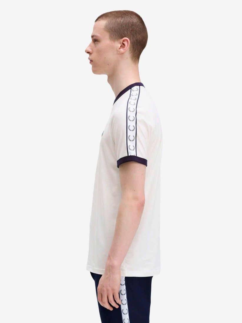 T-shirt Fred Perry Taped Ringer Branca e Preta