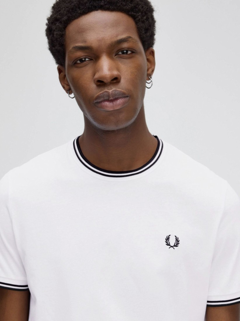 T-shirt Fred Perry Twin Tipped Branca e Preta