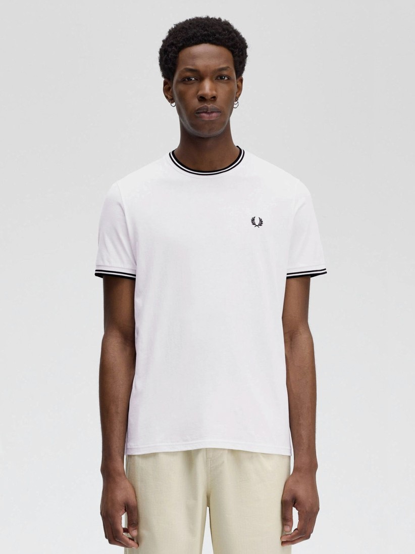 T-shirt Fred Perry Twin Tipped Branca e Preta