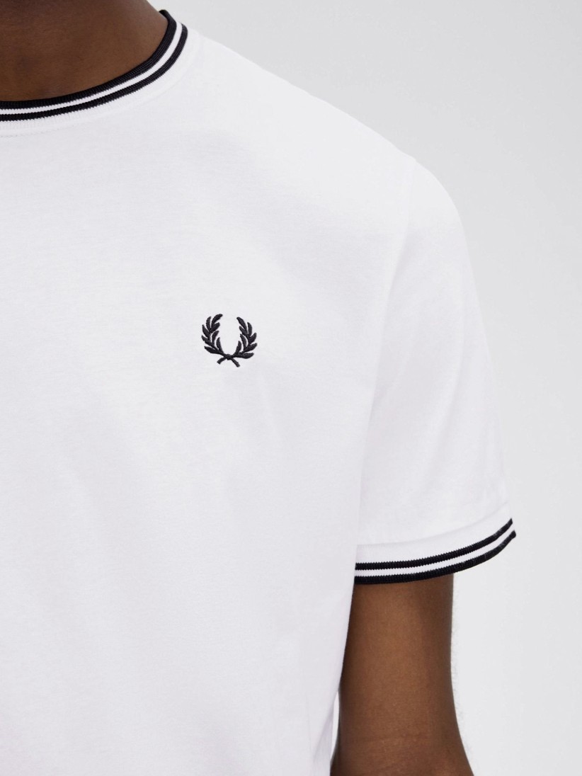 T-shirt Fred Perry Twin Tipped Branca e Preta
