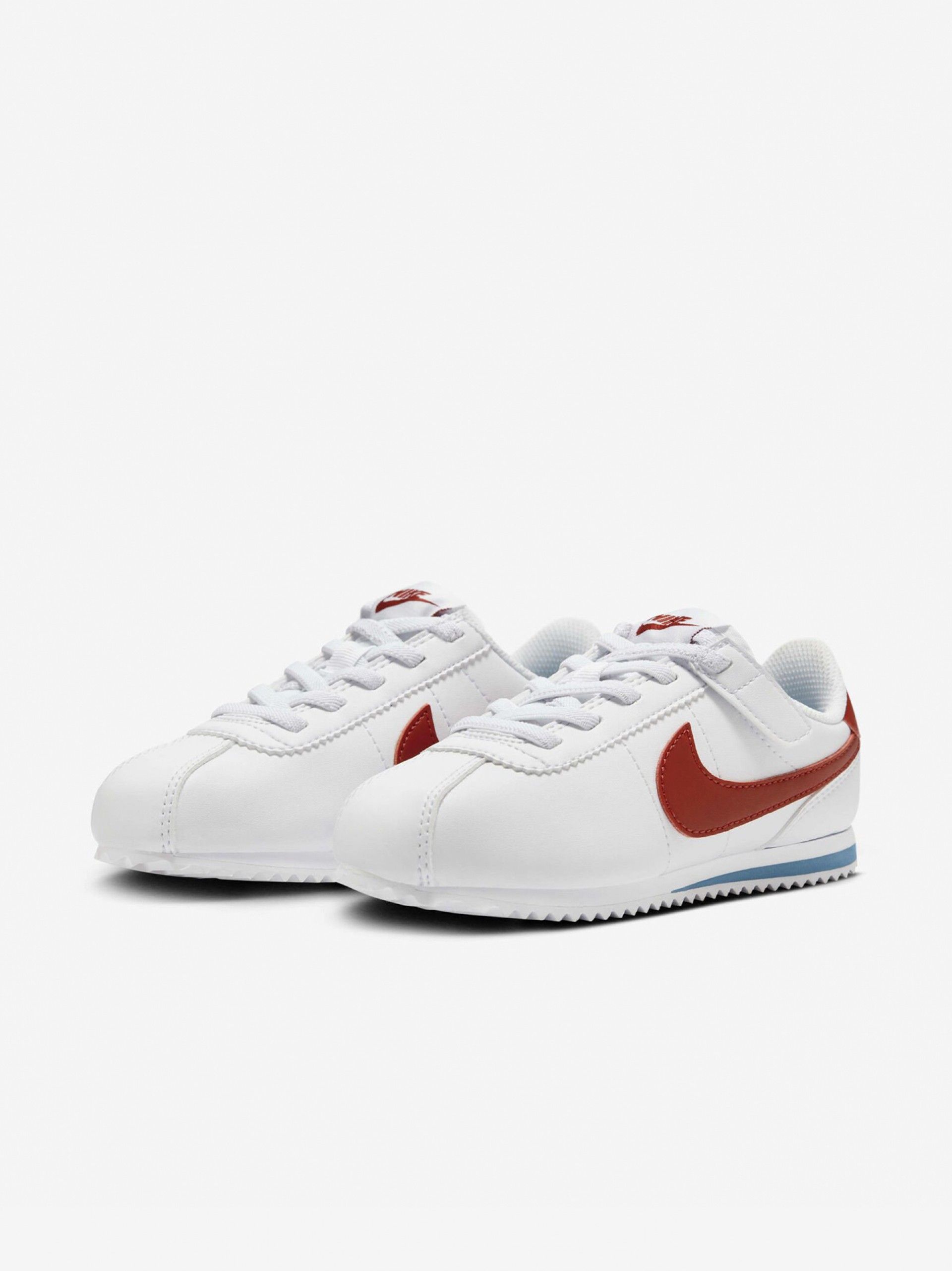 Sapatilhas Nike Cortez EasyOn Brancas e Vermelhas Para Criança