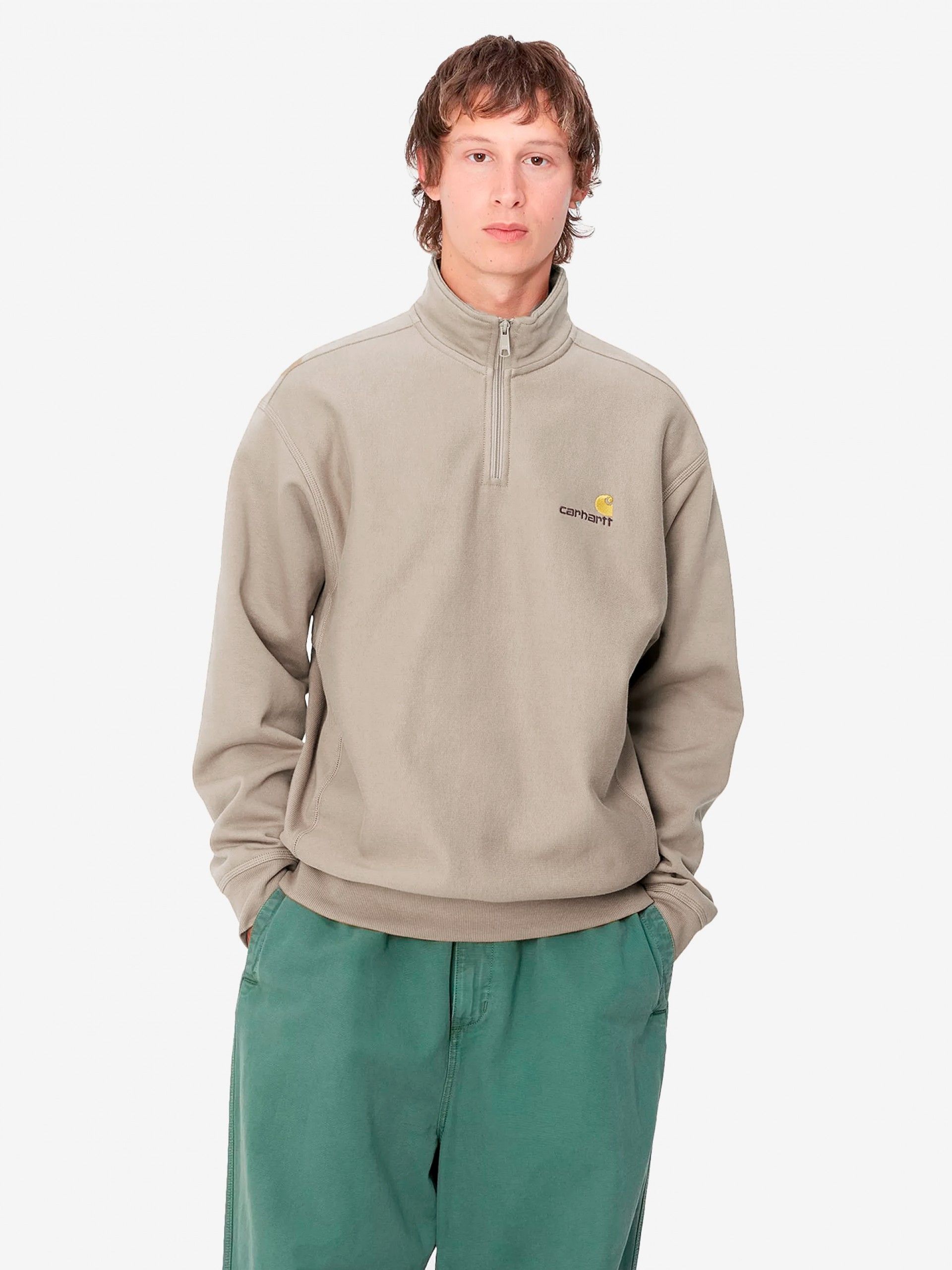 Camisola com Fecho Carhartt WIP American Script Bege