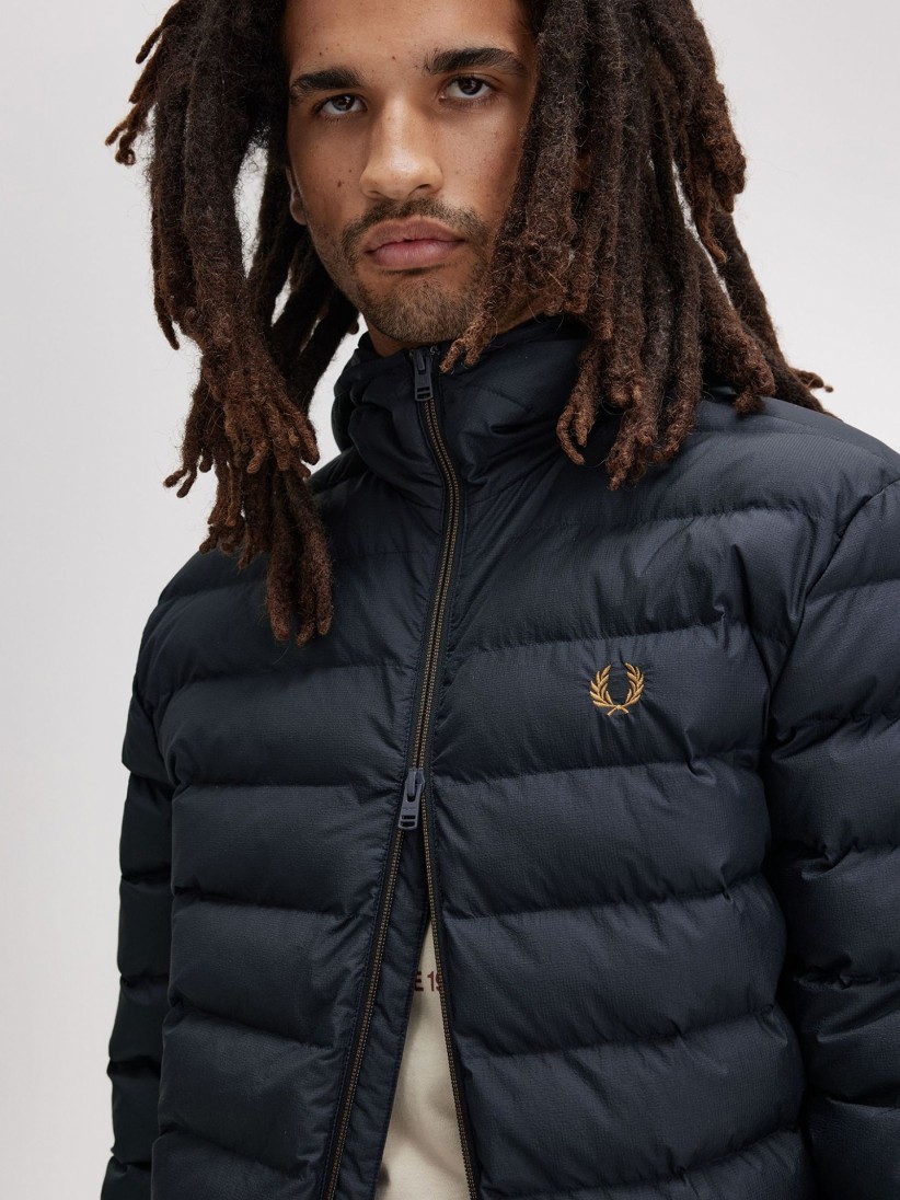 Fred Perry Hooded Insulated Blue Hooded Jacket