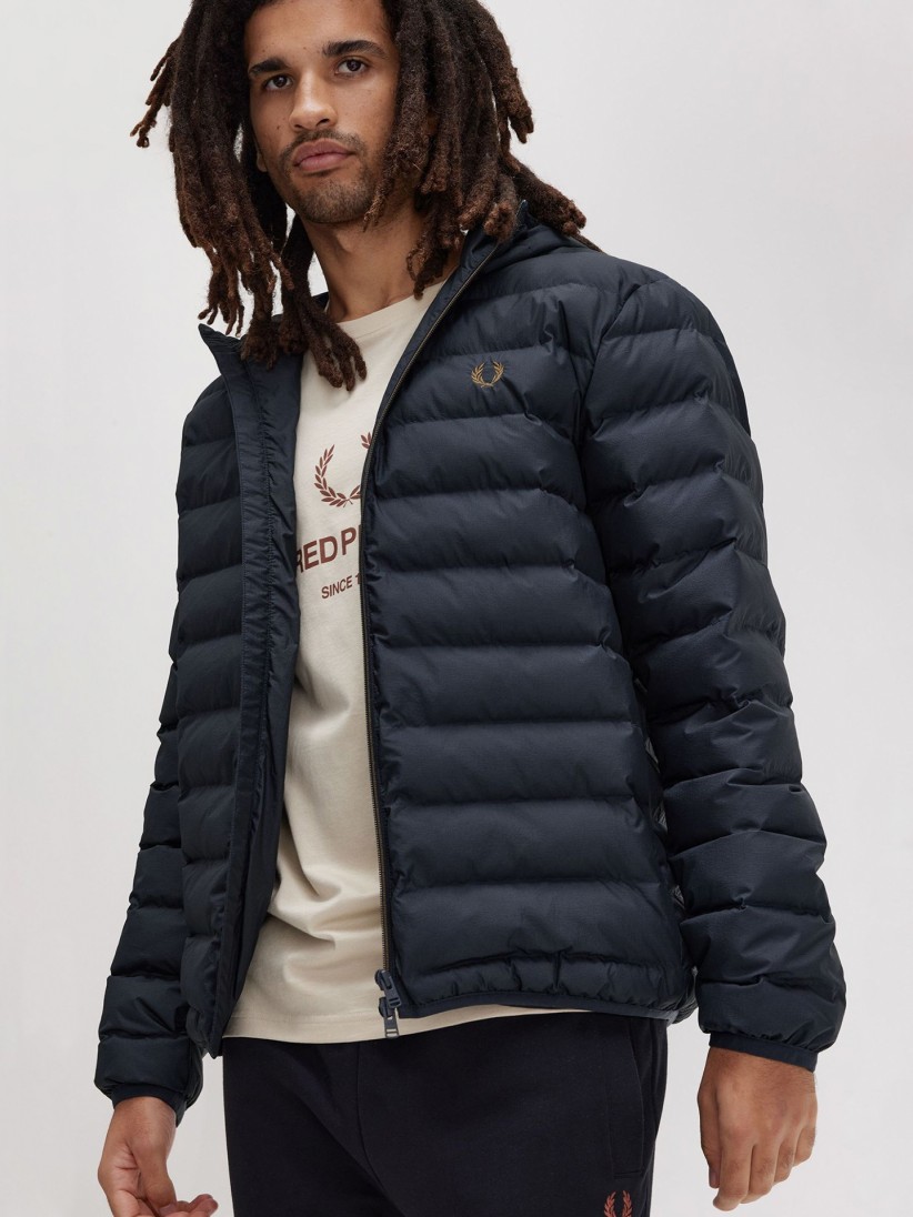 Fred Perry Hooded Insulated Blue Hooded Jacket