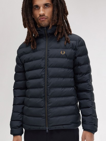 Fred Perry Hooded Insulated Blue Hooded Jacket