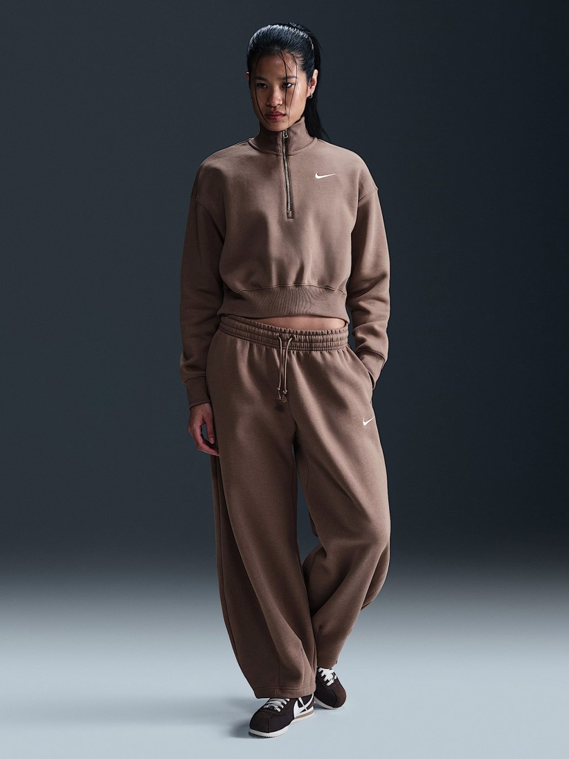 Nike Sportswear Phoenix Fleece Crop Brown Zip Sweater